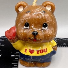 Vintage Russ Berrie Teddy Bear Candle Style 2328 I Love You Valentine s Day
