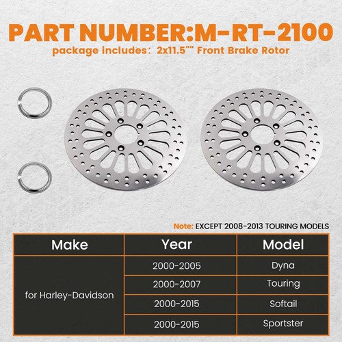 2 Pcs 11.5'' Front Brake Rotors Disk for Harley-Davidson for Touring 2000-07 - Picture 3 of 16