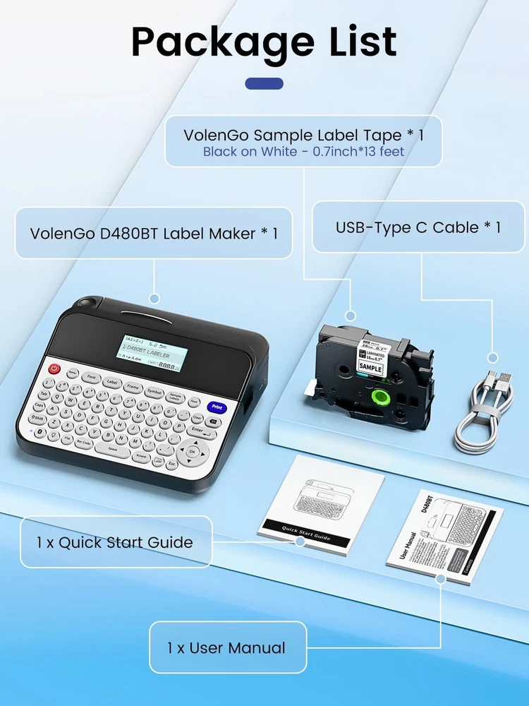 Waterproof Label Maker Machine with Tapes for Home & Office Organization