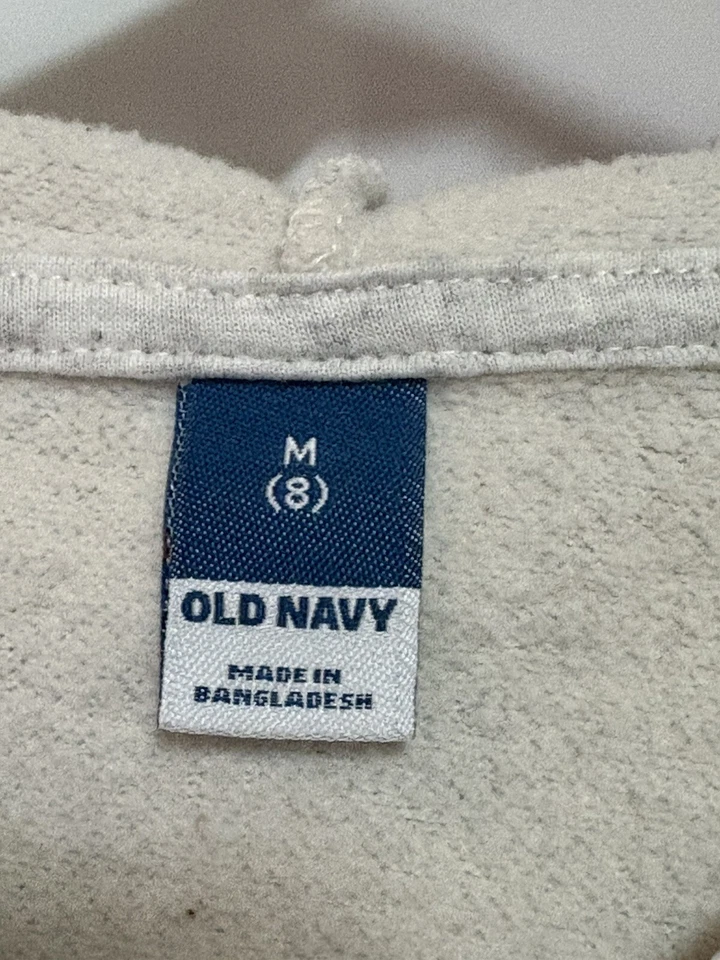 GAP Kids Full Zip Hoodie Hooded Sweatshirt Front Pockets Logo Gray Size M (8) - Image 2 of 4