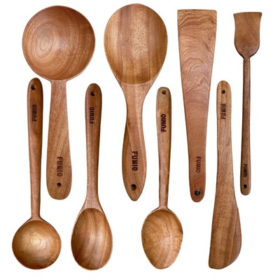 Wooden Kitchen Utensils set 8 PCS Wooden Cooking Spoons and Spatula for Cooking