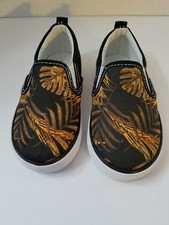 Gymboree Niños Talla 7 Negro Camuflaje Hoja Lona Zapatos Sin Cordones para Caminar ¡NUEVOS!
