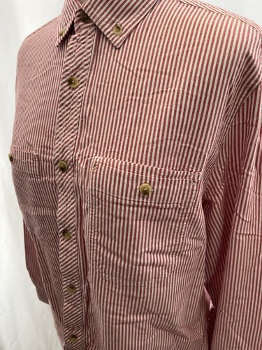 Men's Red Striped Longsleeve Cotton Shirt Size M - Picture 9 of 12