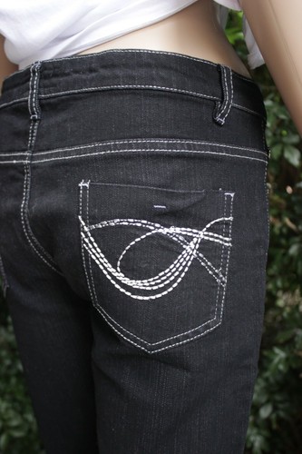 New Pencils Brand Black Jean White Trim Sz 14 Gorgeous Stylish Fantastic Bargain - Picture 5 of 10