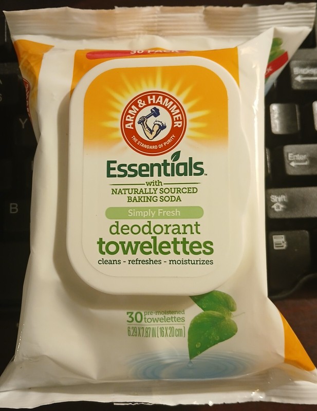 Arm & Hammer Essentials Simply Fresh Deodorant Towelettes, 30 Ct. NEW!