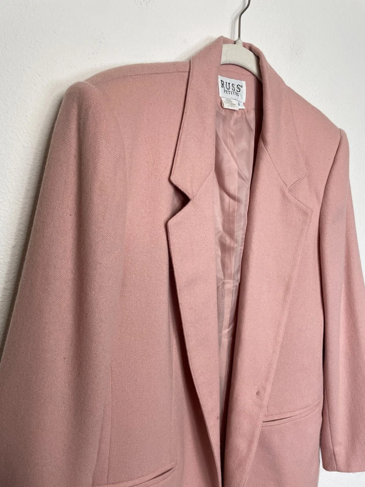 RUSS Blazer Coat 8 Pink Wool Blend Long Sleeve Single Button Career Minimalist - Image 2 of 4