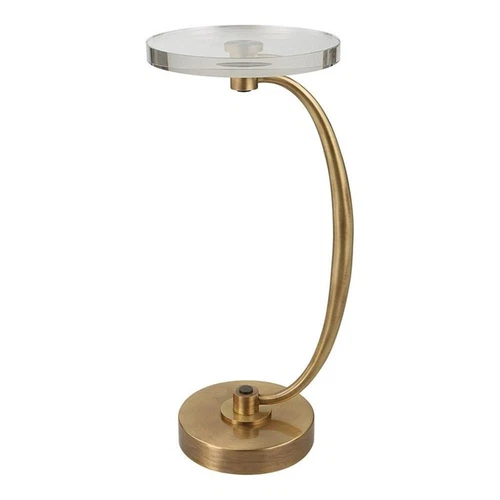 Uttermost Waveney Iron Metal and Crystal Drink Table in Antique Brass/Bronze - Picture 1 of 6