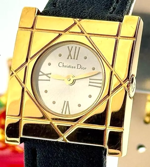 Montre Christian Dior Cannage D82 150 dorée PILE NEUVE et BRACELET NEUF du Japon BNB