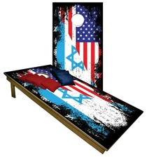 American Isarel Flag CORNHOLE BEANBAG TOSS GAME w Bags Game Board USA Set 