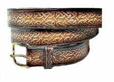 CELTIC 1 1/4" WIDE SOLID COWHIDE LEATHER BELT  BUCKLE HANDMADE IN USA