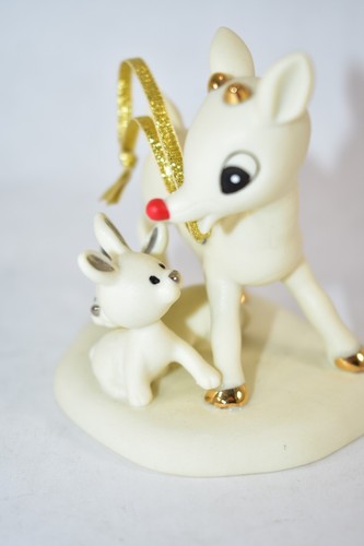 DEPT 56 "RARE" RUDOLPH RED- NOSEED REINDEER & BUNNIES PORCELAIN ORNAMENT 2014 - Picture 7 of 14