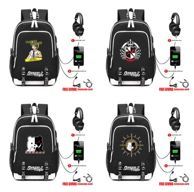 Danganronpa Monokuma USB Backpack School Book Bag Student Laptop Travel Mochila