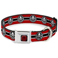 HYDRA Logo Full Color Black/Red Seatbelt Buckle Collar -Large 16" -26" WMC077