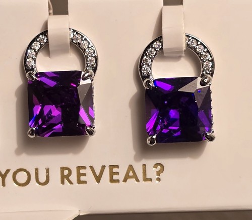 Bomb Party Earrings Charming Hoops ER85441 It Was All A Dream Purple Hematite CZ - Picture 7 of 9