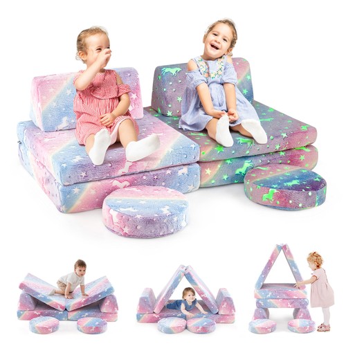 Glow in the Dark Modular Kids Play Couch Set w/ Machine-washable Flannel Covers - 第 9/10 張圖片