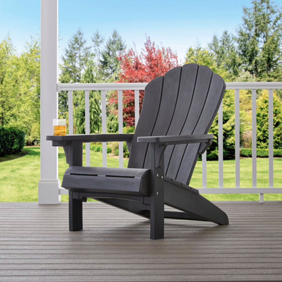 Keter Everest Adirondack Chair with Integrated Cupholder-Graphite Gray