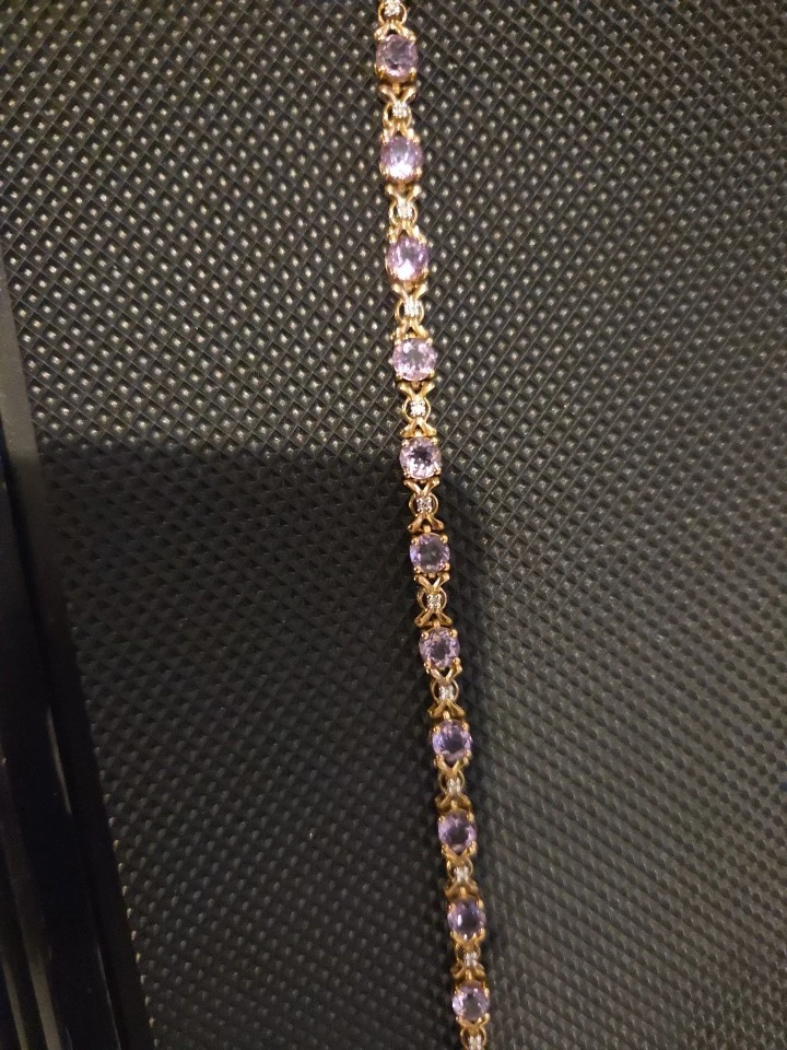 Armband 9 kt Gelbgold 375 Amethyst und Diamant Top Weihnachten