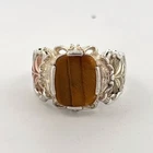 Vintage Black Hills Gold Sterling Silver 925 12k Gold Tigers Eye Ring Size 10