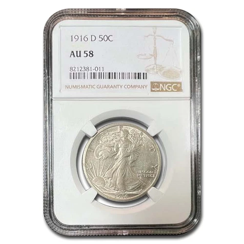 1916-D Walking Liberty Half Dollar AU-58 NGC
