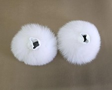 Real Fur Fox Cuffs in white color