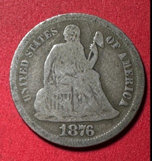 1876S US Seated LIBERTY SILVER Dime! "San Francisco" Mint! VG! Old US Coin!