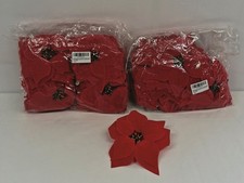 Artificial Poinsettia Red Velvet Flower Heads 48-piece Set Christmas Craft Decor