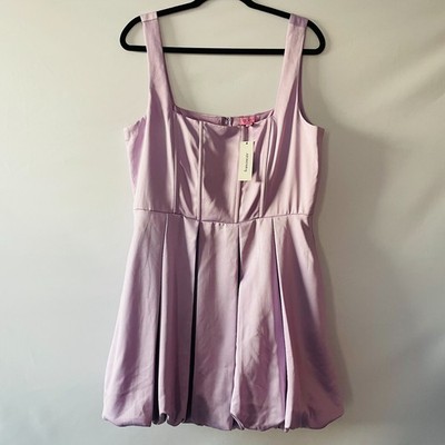 NWT Miami For Francesca's Lavender Emily Square Neck Bubble Hem Mini Dress Sz XL