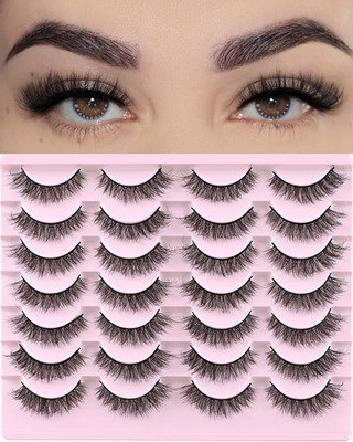 Natural Lashes Short Eyelashes Wispy False Mink Lash Pack 14 Pair Natural Look F