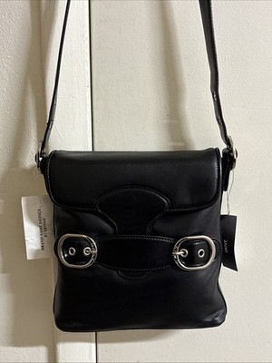 DKNY Black Sift Leather Crossbody Purse Bag 9.5x8.5x2 Inches