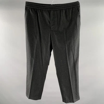 SALVATORE FERRAGAMO Pantalon En Laine Gris Charbon Taille 36 À Taille Élastique - Photo 1/4