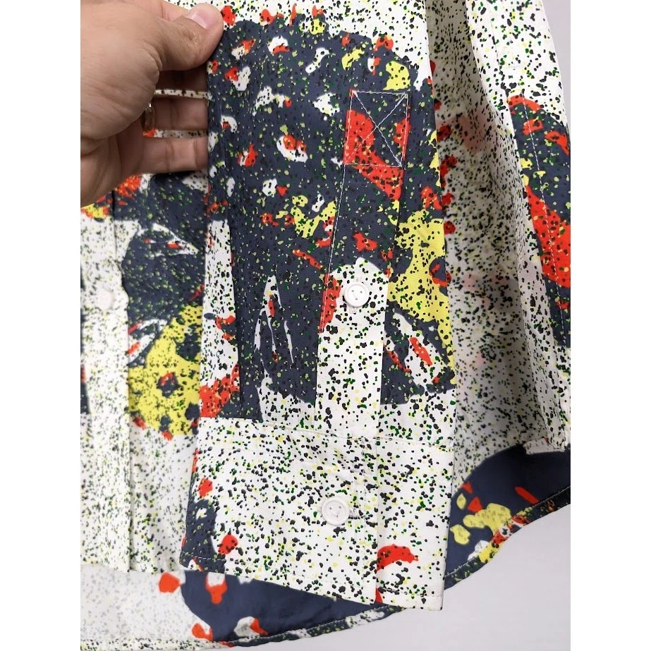 Camicia Bottega Veneta Patchwork Funghi in Navy Rosso Giallo Nuova con etichette L