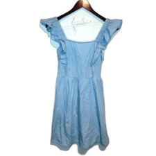 Wallflower Chambray Sleeveless Ruffle Tie Back Cottagecore Boho Dress Size Small
