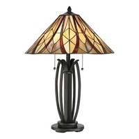 Braun Klassisch Tiffany Tischlampe Nachtlampe 2X60W/E27 47X47X64,6 [Cm]