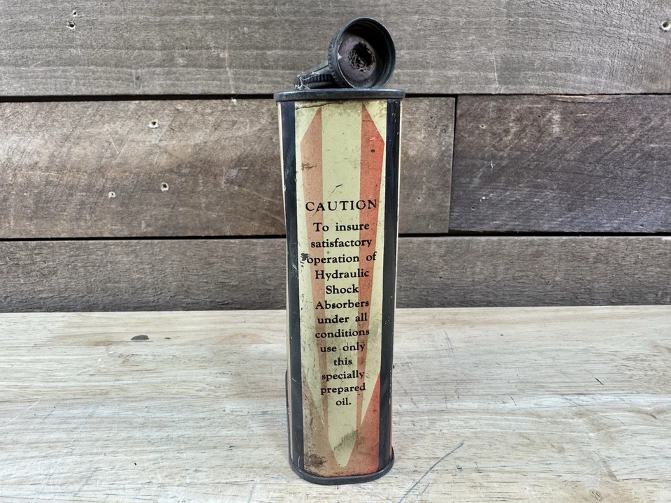 Amortecedor Houdaille antigo da década de 1930 fluido óleo de estanho lata de automóvel lata de 1 litro - Imagem 4 de 4