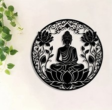 Metal Wall Art Yoga Buddha Lotus Sign Home Decor Meditation Room Hanging