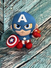 TY Beanie Baby 6" CAPTAIN AMERICA Marvel Plush Animal Toy