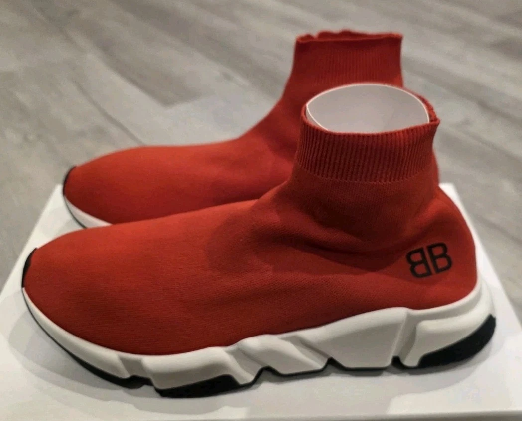 Balenciaga — Size 11US - Balenciaga Men's Speed Trainer Mid Red