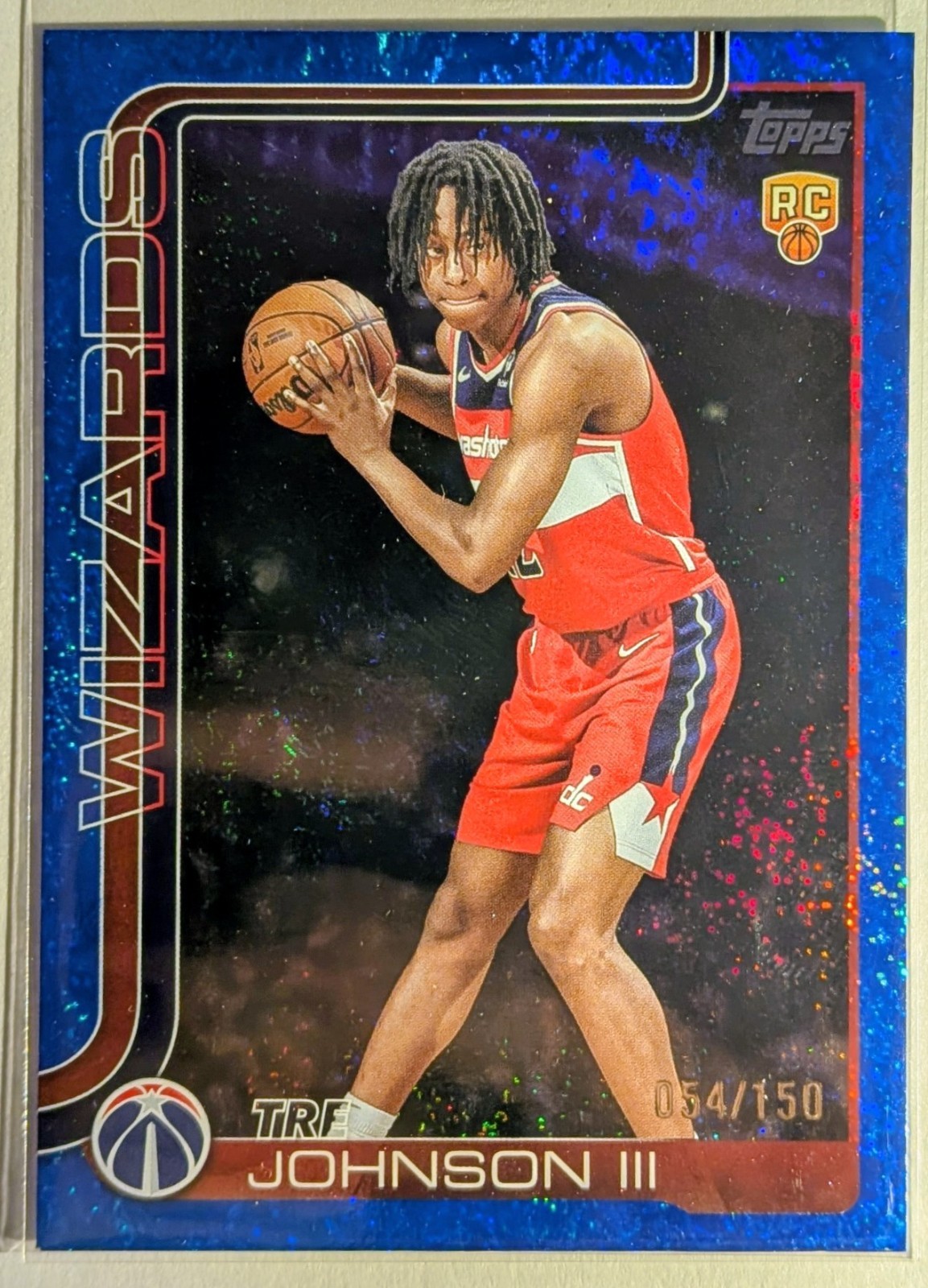 2025-26 Topps NBA Tre Johnson III Blue Holo Foil 54/150 #206 RC Rookie WIZARDS