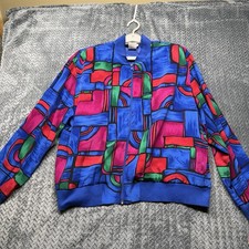 Teddi Bomber Jacket XL VTG Abstract Multicolor 80s 90s Street Smart NWT Art