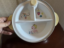 Charming Vintage Food Warming Dish 3 Section Divided Plate Great Collectible