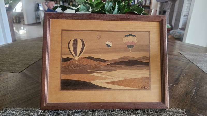 Nelson Hudson River Inlay Wood Marquetry Hot Air Balloon