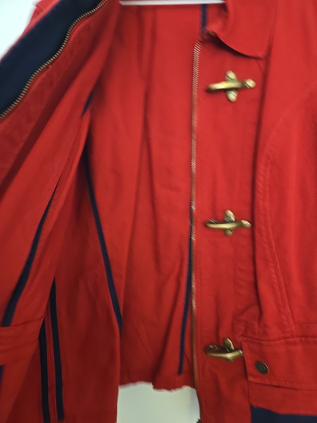 Ralph Lauren Co. Jeans Women Jacket Red Coat Sz 1X Metal Toggle w/zip Cotton RLR