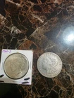 1921 Morgan and 1922  Peace Silver Dollars BU