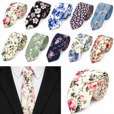 Cotton Floral Tie for Men and Women Skinny Necktie Wedding Casual Paisley Print
