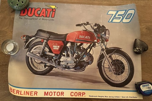 Vintage Ducati 750 GT Motorcycle Advertisement Poster by Berliner Motor Corp