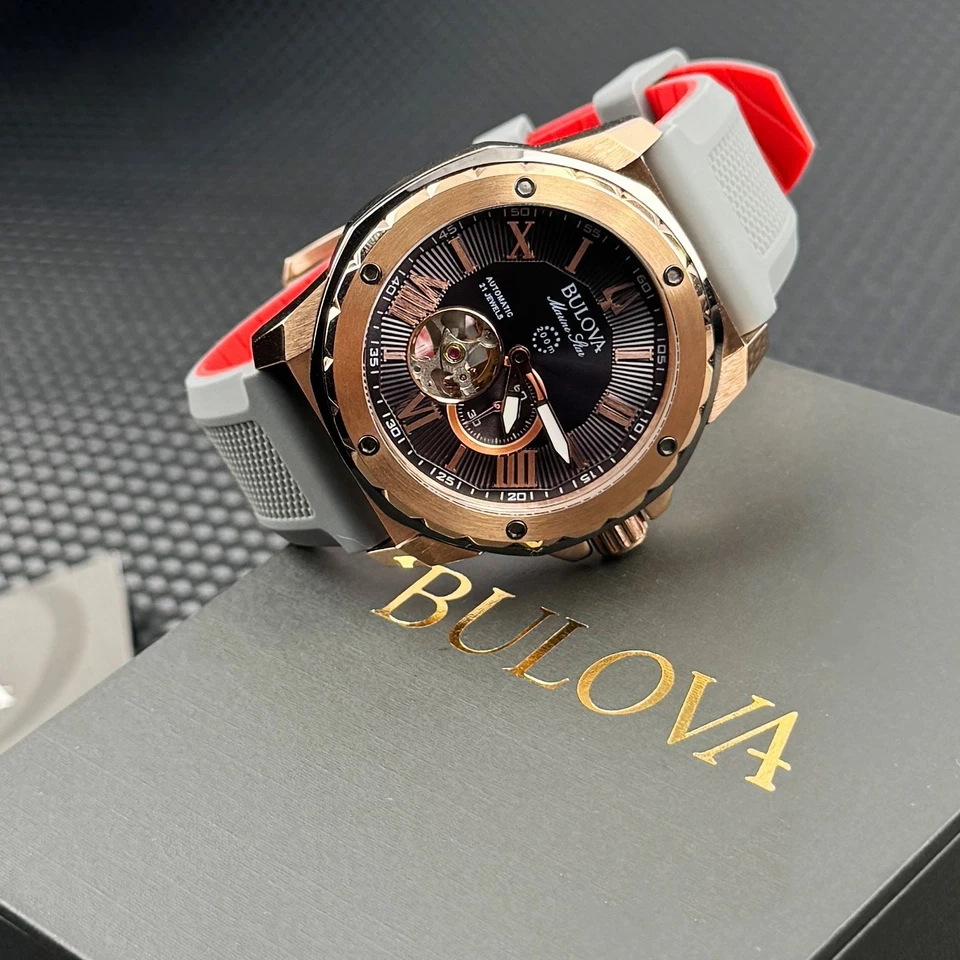 Автоматические мужские часы Bulova Marine Star циферблат 98A228 розовый серый 45 мм - Изображение 2 из 4