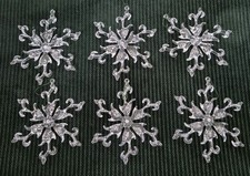Lot Of 6 CLEAR ACRYLIC SNOWFLAKE CHRISTMAS TREE ORNAMENT