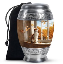 Orange Cat Burial Urns for Human Ashes Adult Dad, Handmade Urn 10 Inch 