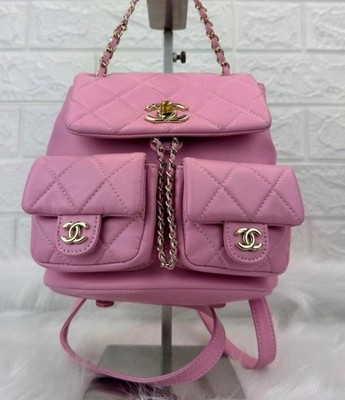 chanel backpack caviar leather Small Cargo Black Light Gold Hardware CHANEL DUMA MINI BACKPACK CC