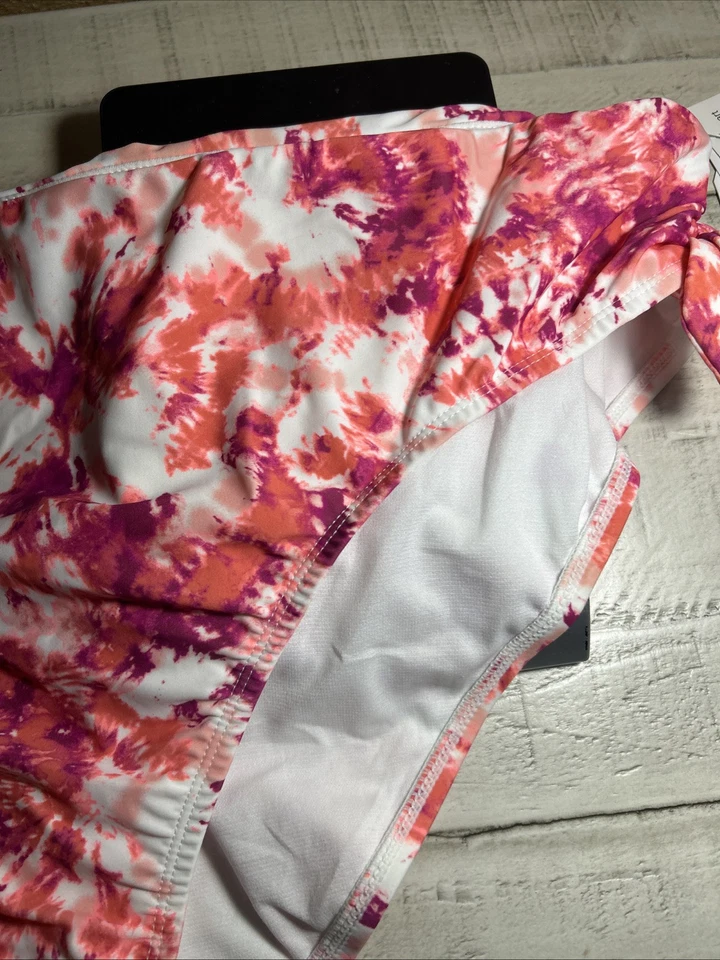 Parte inferior de bikini Time And Tru 3X tiro medio tela estampada rosa Foto 2 de 4